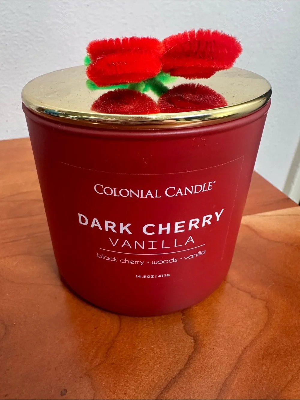 Colonial Candle Dark Cherry Vanilla 3-Wick Red Jar Candle